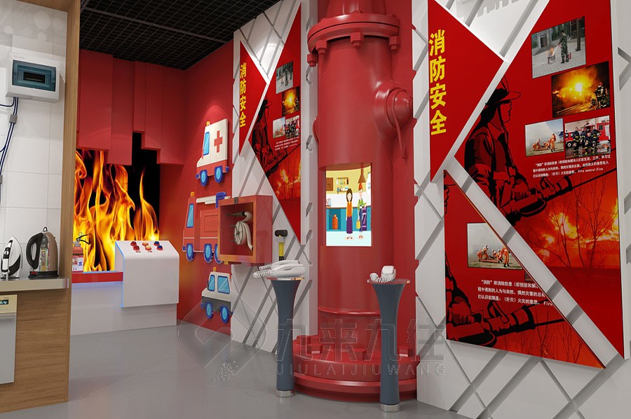消防安全體驗(yàn)館設(shè)計(jì), 多媒體互動(dòng)消防展廳, 智能火災(zāi)預(yù)警系統(tǒng), 火災(zāi)逃生演練, 消防設(shè)備展示